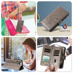 Embossed Zipper Leather Case for Samsung GalaxyS25Ultra S24 S23 S22 S21 S20 S10 S9 S8 Plus FE M33 NOTE10 Series Wallet Cover