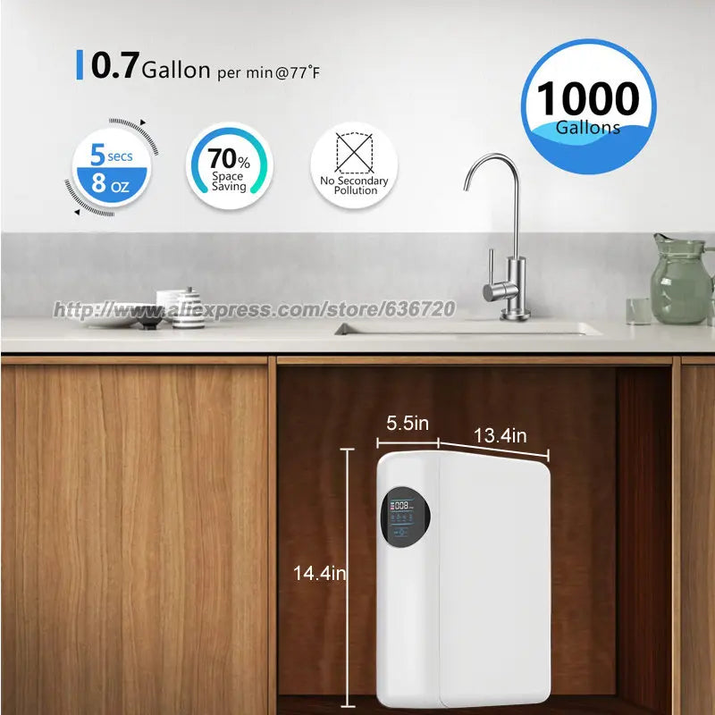 RO Reverse Osmosis Water Filtration System - 1000 GPD Fast Flow, Tankless, Reduces TDS, Compact, Household and Commercial Usage