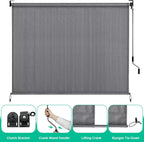 Outdoor Roller Sun Shade HDPE Patio Privacy Shades Screen Aluminum,Cordless Patio Roll Up Blinds, Exterior Shade Cloth Roll