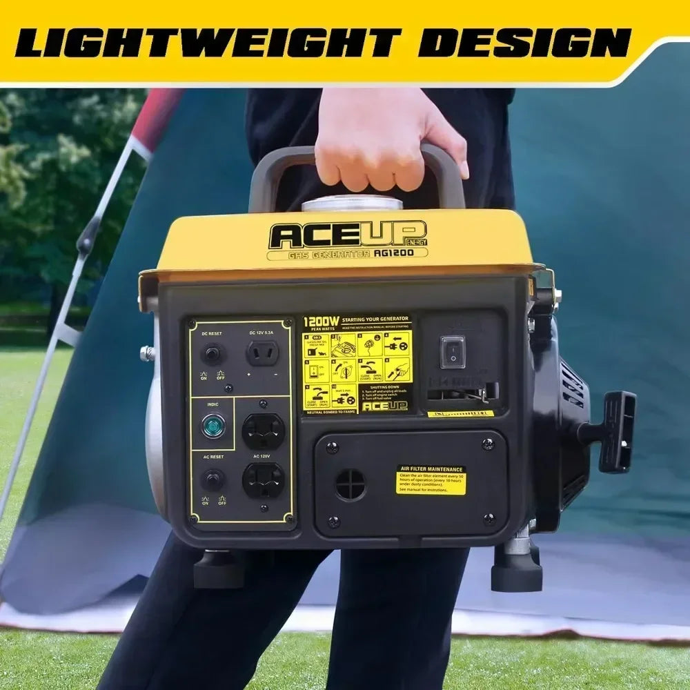 XMSJ.1200W Gas Powered Generator for Home Use Camping Ultralight, EPA & CARB Compliant, Small Portable