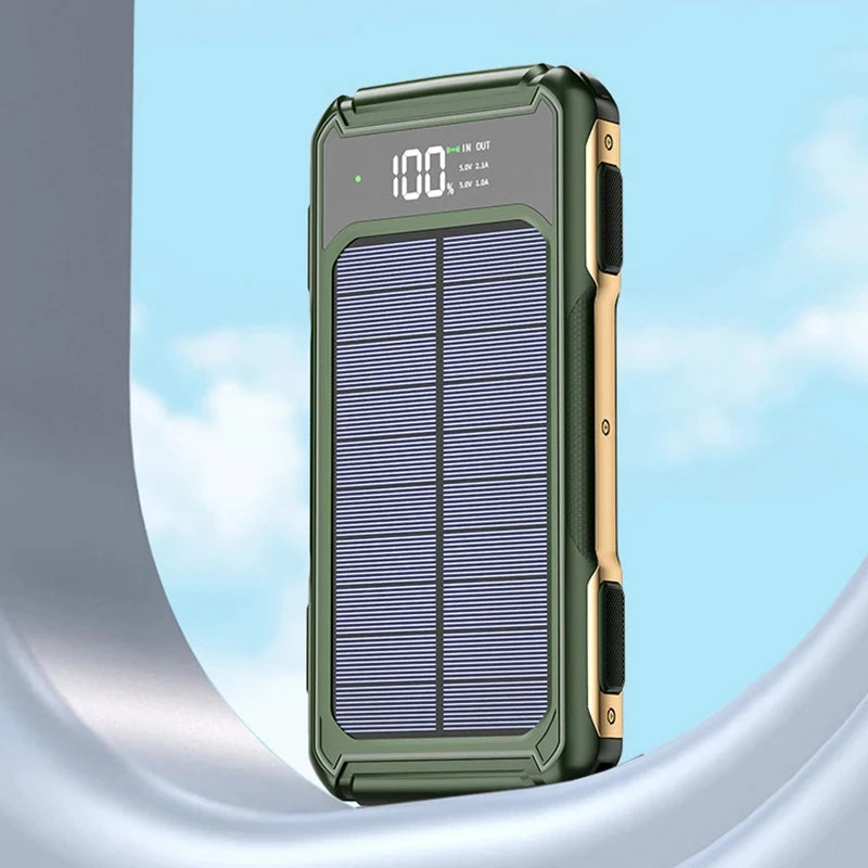 80000mAh Large Capacity Portable Outdoor Solar Mobile Power 4 in 1 Built in Cables LED Digital Display For iPhone Samsung Xiaomi