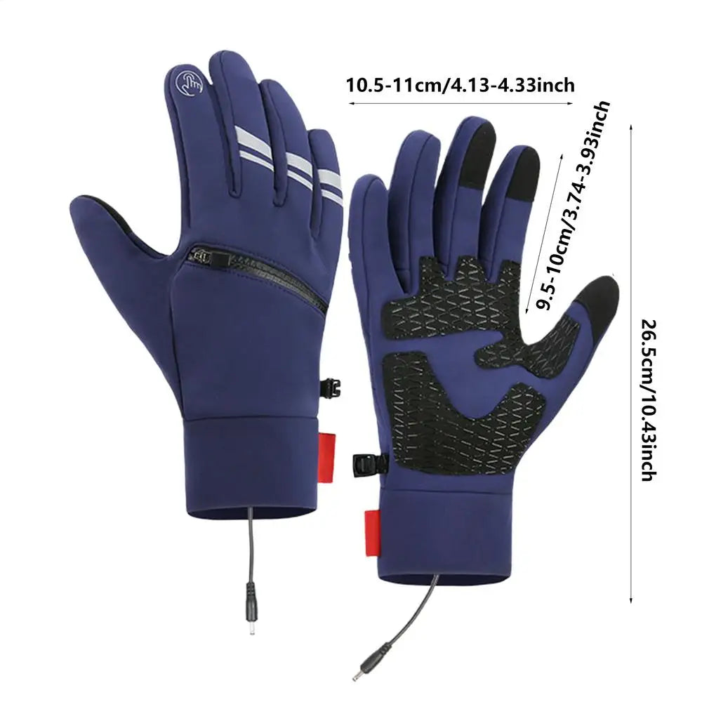 USB Heated Gloves Waterproof Touchscreen Winter Snowboard Gloves Hand Warmer Outdoor Fishing Skiing Cycling Driving Gloves