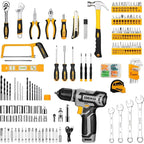 Tool Kit Box Drill Set Home Mechanic Toolbox with 12V Power Cordless Drill Hand Repair Tools Set