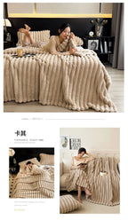 New Artificial Rabbit Plush Autumn Warm Blankets for Beds Soft Coral Fleece Sofa Throw Blanket Comfortable Thicken Bed Sheet