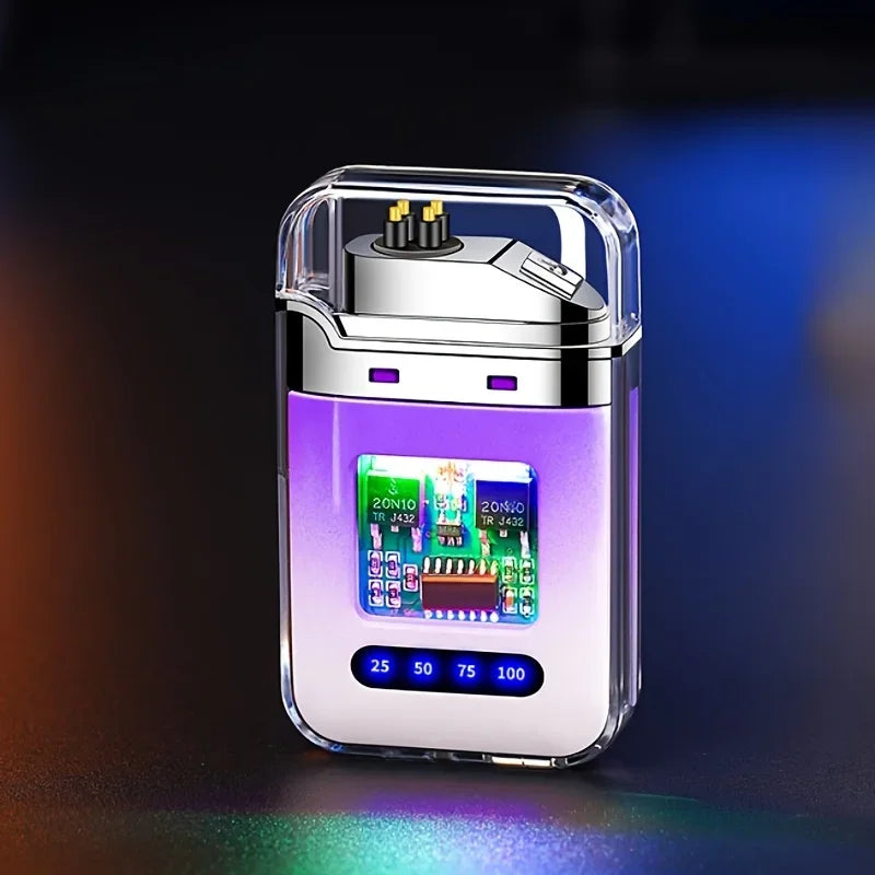Rechargeable USB Electronic Lighter, Windproof Flameless LED Smart Dual Arc Portable Outdoor Survival Cigarette Lighters  Gifts
