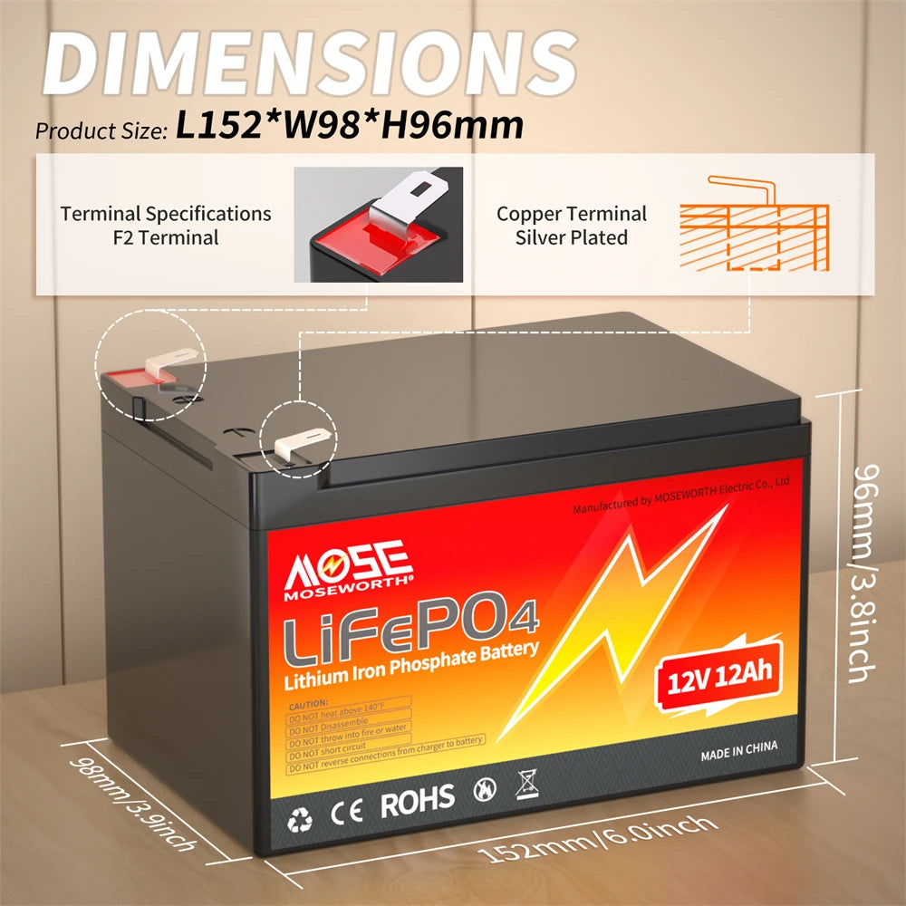 6Ah 10Ah 12Ah 20Ah 30Ah 12V 100Ah LiFePO4 Battery Pack BMS 200Ah 300Ah Lithium Iron Phosphate Rechargeable Battery