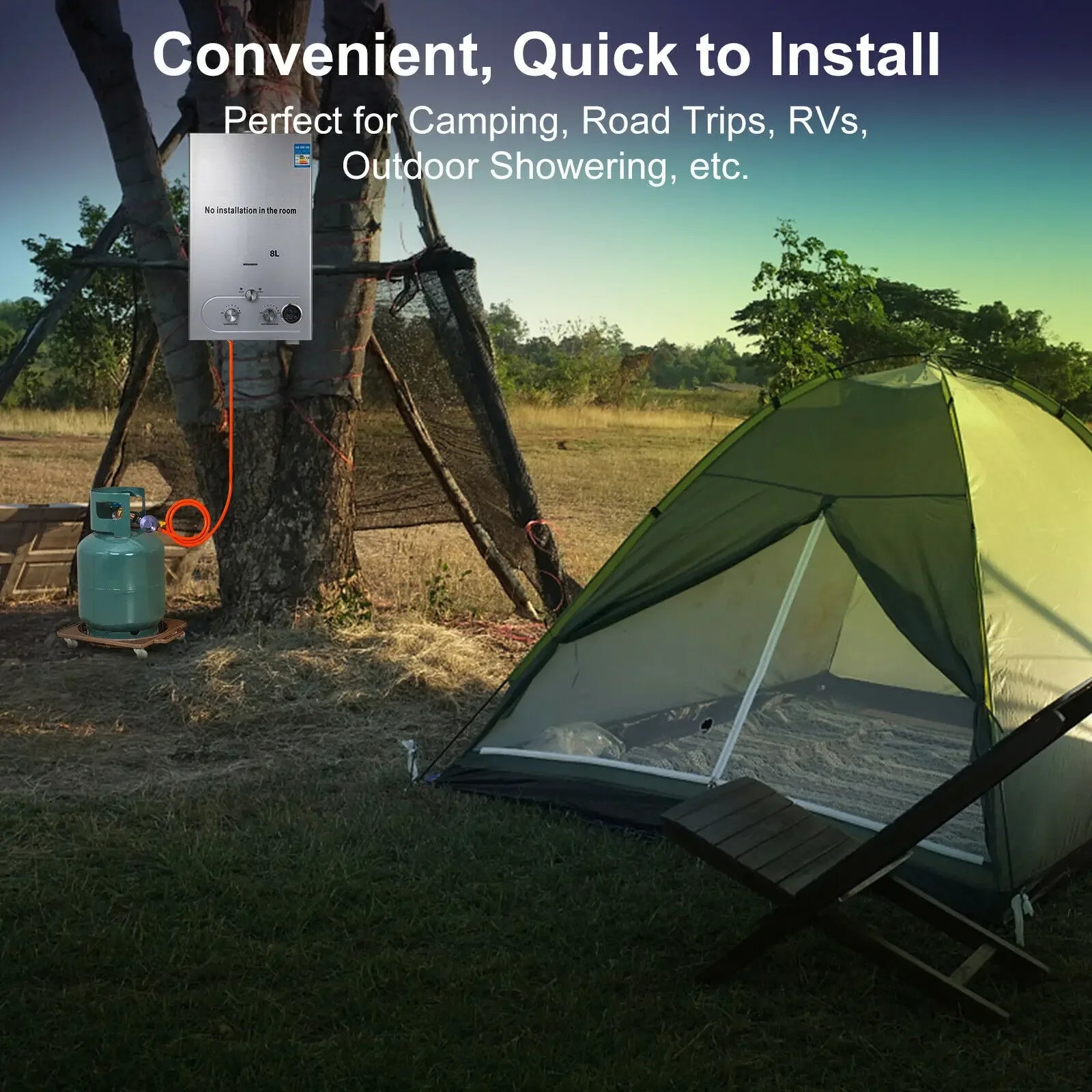 VEVOR 6L 8L 10L 12L 16L 18L LPG Portable Instand Water Heater Propane Gas LPG Wall-Mounted Tankless Water Heater Digital Display