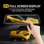 12.7 Inch Mirror Camera for Car Touch Screen Video Recorder Rearview Mirror Dash Cam Front and Rear Camera Mirror DVR Black Box