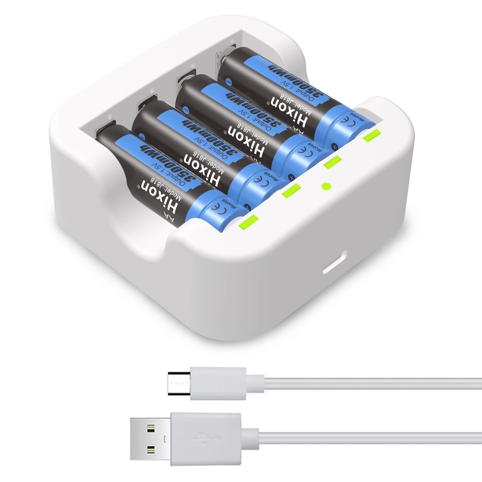 Hixon AA Li-ion Rechargeable Batteries  1.5V High Capacity of 3500mWh Super Durable, Good Energy Storage, Fast Discharge