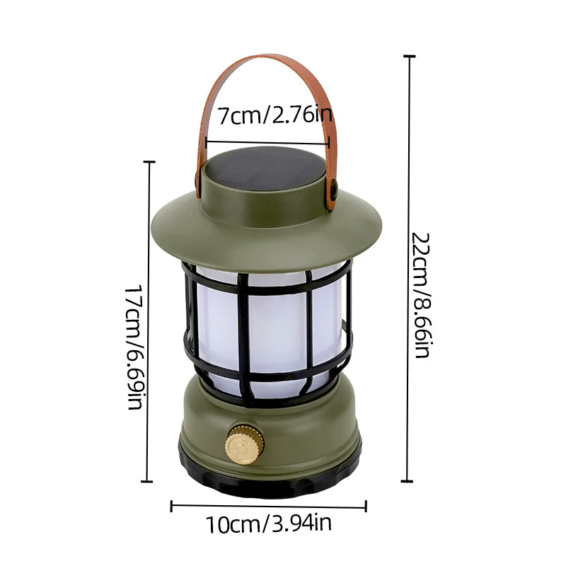 2-in-1 Solar USB Camping Lantern Ultra-Bright LED 360° Hanging Light Portable Design for Tent Hiking Emergencies Function Lamps