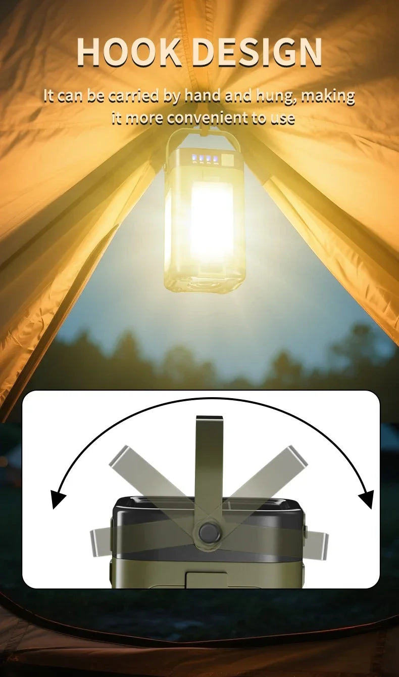 2000mAh Solar Camping Light Foldable Portable Tent Light with Intelligent Display Outdoor Hanging Light