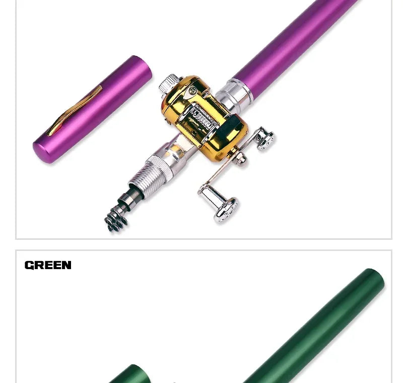 [Fish Rod+Reel+Line+Accessories] Portable Pocket Telescopic Fishing Rod Reel Full Kit Pen Shape Pole 96cm For Fishing Beginner