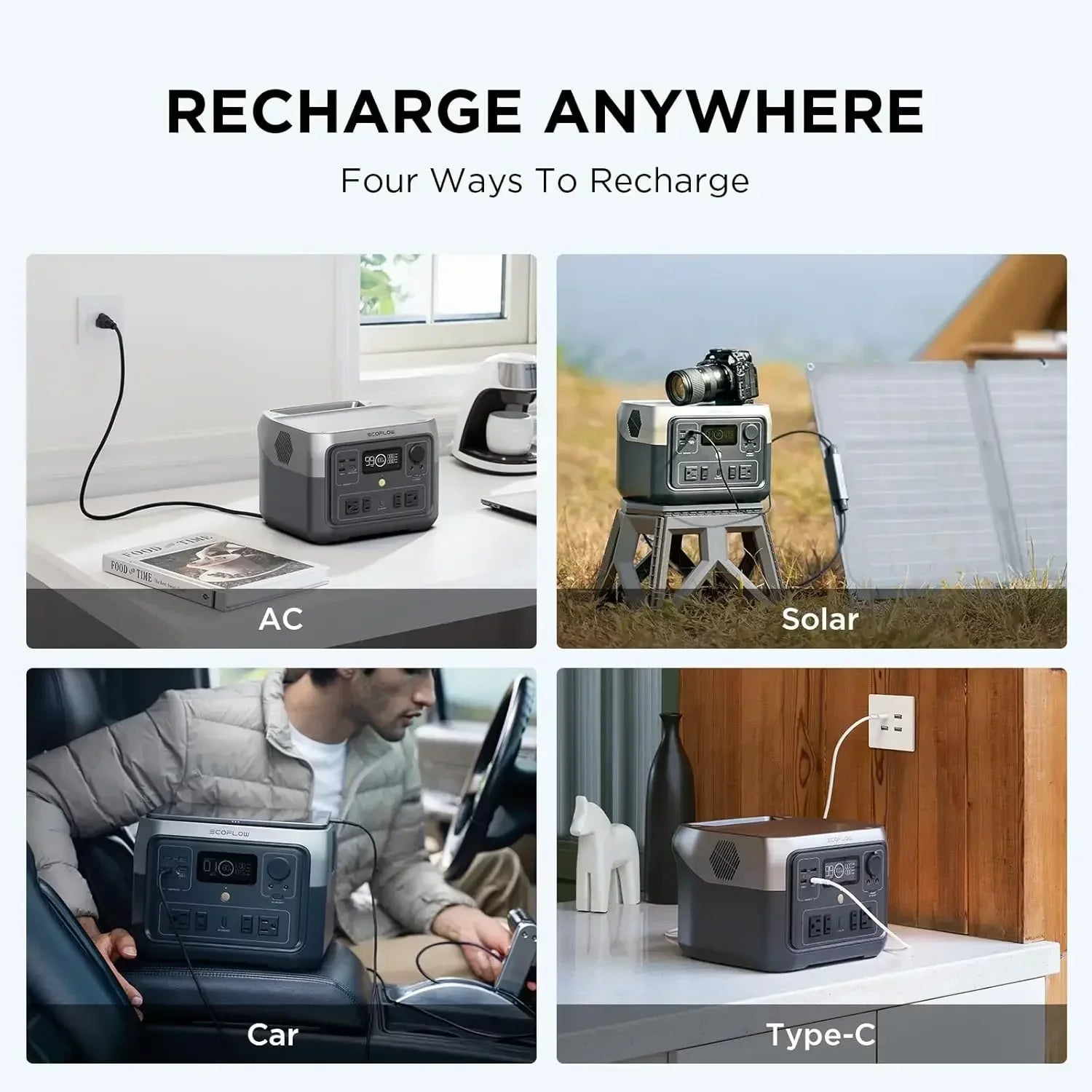 Portable Power Station RIVER 2 Max 500,1 Hour Fast Charging,Solar Generator (Solar Panel Optional) Outdoor Camping/RVs/Home Use