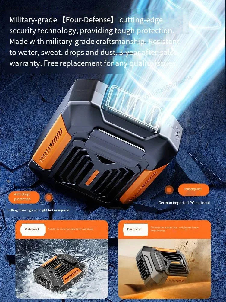 Personal Belt Clip Fan Portable Power Bank Flashlight Wearable Fan Hanging Neck Fan for Outdoor Works Hiking Camping