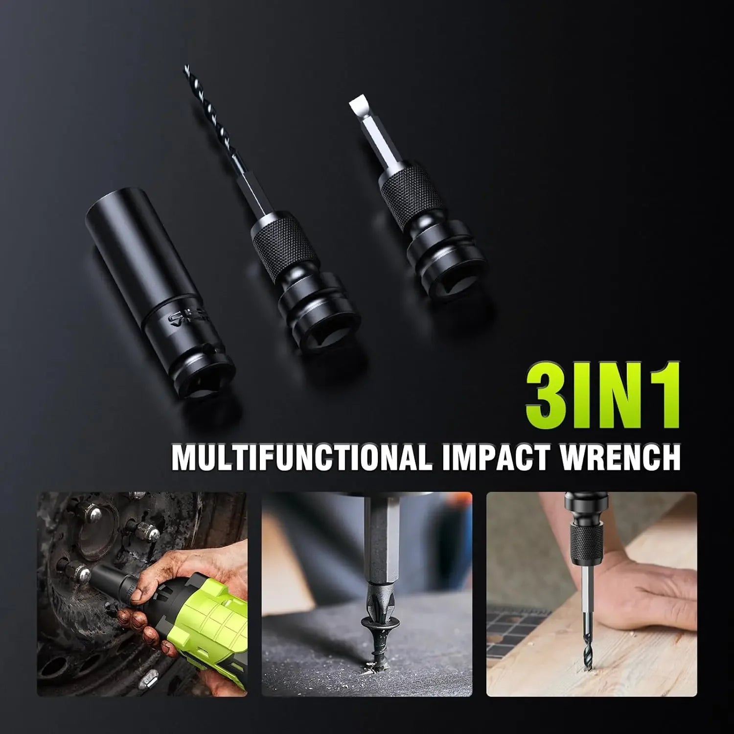 Cordless Impact Wrench, 406Ft-lbs (550N.m) Brushless 1/2 inch, 2800RPM High Torque Impact Gun, 2x 4.0Ah , Charger, 4 Sockets