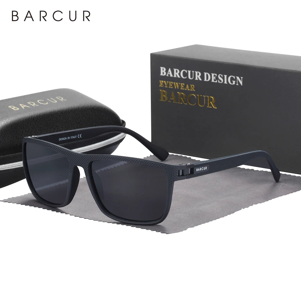 BARCUR Design TR90 Sunglasses Men Polarized Light Weight Sports Sun Glasses Women Eyewear Accessory Oculos UVAB Protection
