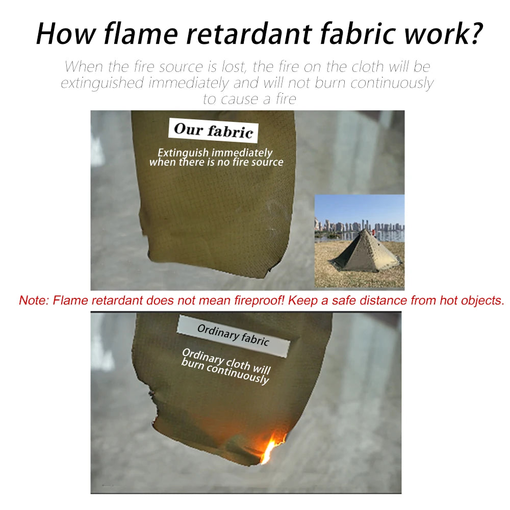 Flame Retardant Firewood Stove Tent 2 Persons Winter Lightweight Pyramid Hot Tent Large Outdoor Camping Waterproof Tipi Tent