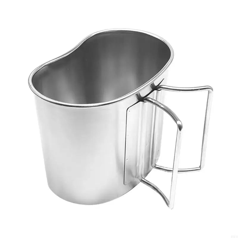 R6FE Stainless Steel Camping Cup with Foldable Handle 700ml Water Coffee Mug Cooking Cup with Lid Outdoor Cookware