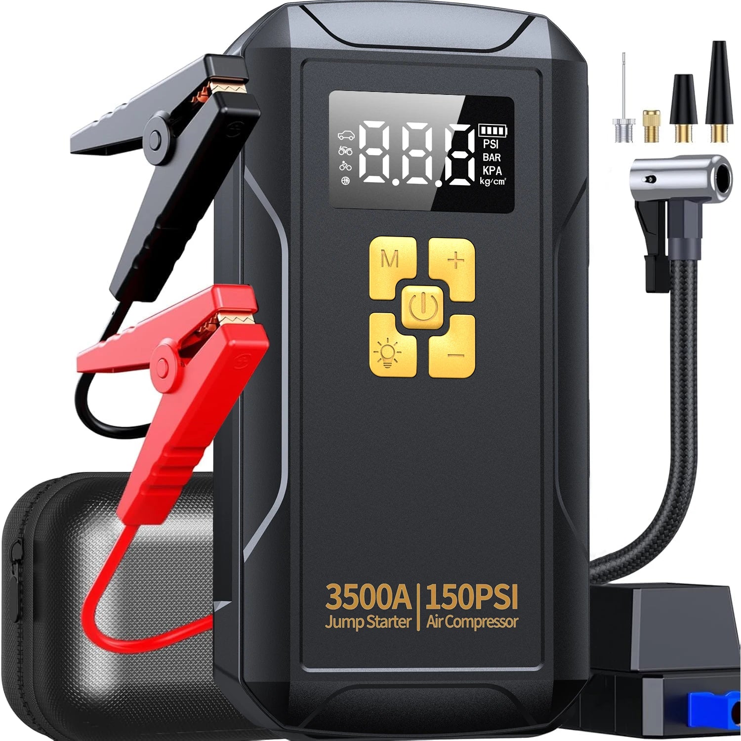 Jump Starter with Air Compressor 3500A Jump Starter 150PSI Air Pump Multifunctional Tire Inflator Power Bank Lighting for Car