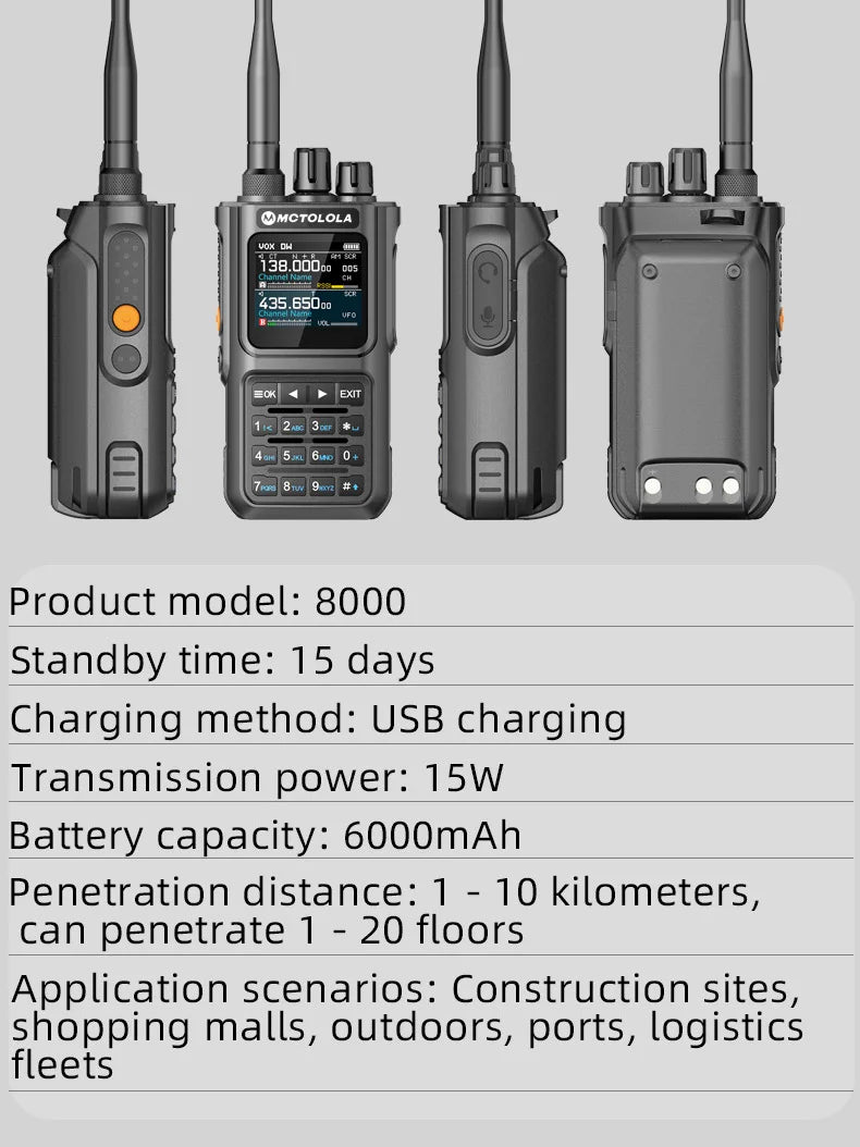 MOTOLOLA walkie talkie 15W multi band Bluetooth Programming Noise Reduction  AM FM amateur radio  Camping walkie talkie