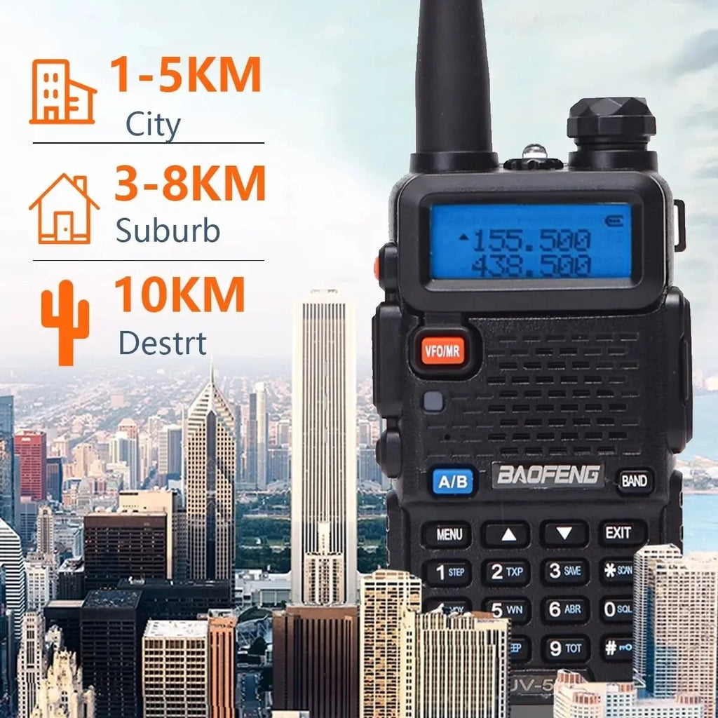 Baofeng UV-5R 8W Walkie Talkie Portable Tri-Power Two Way Radio Communication VHF UHF Receiver Long Range Headset For Camping