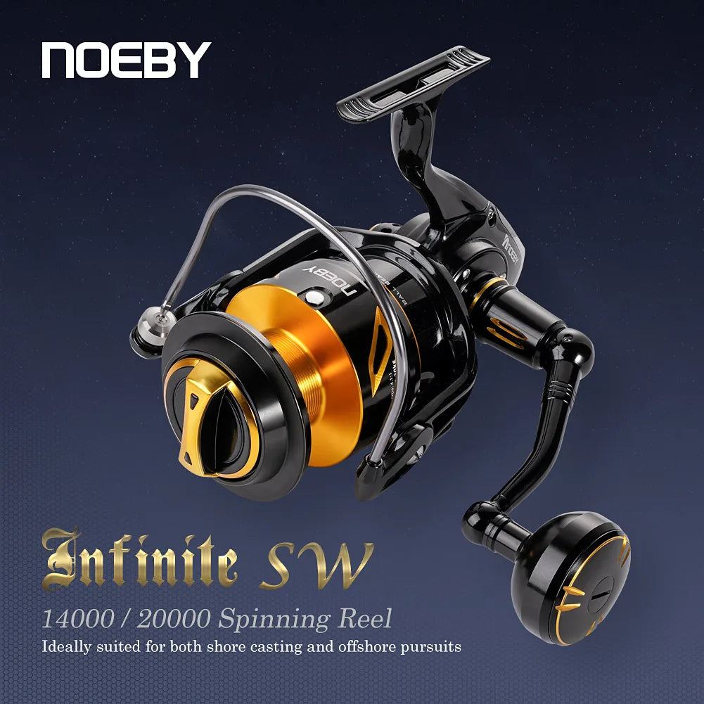 Noeby-Spinning Fishing Reel, Sealed Waterproof, Heavy Duty Sea Metal, Heavy Duty, 30kg Max Drag 4.11 Gear Ratio, 14000 20000