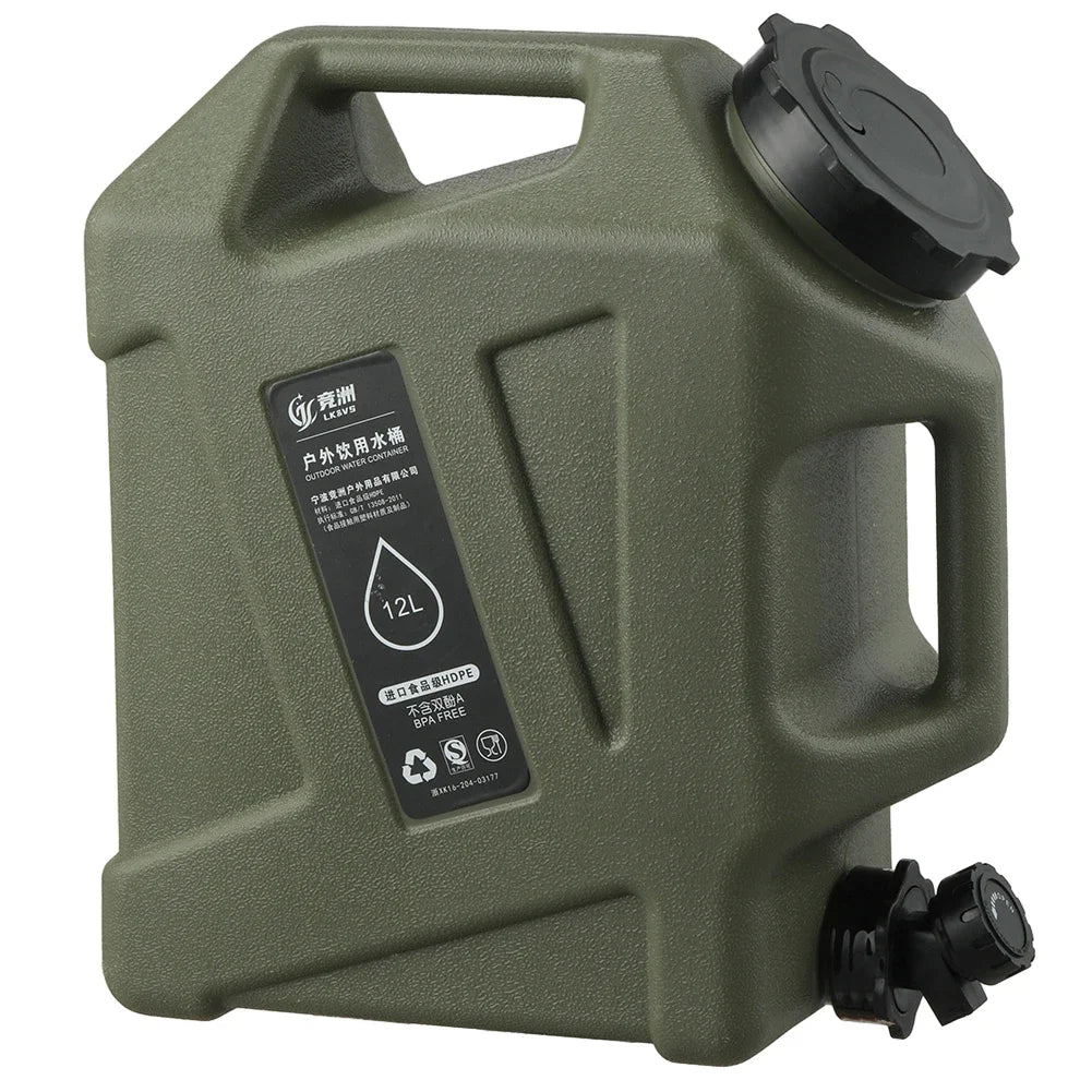12L Water Storage Container No Leakage Water Storage Carrier Portable Large Capacity Outdoor Hiking Accessories