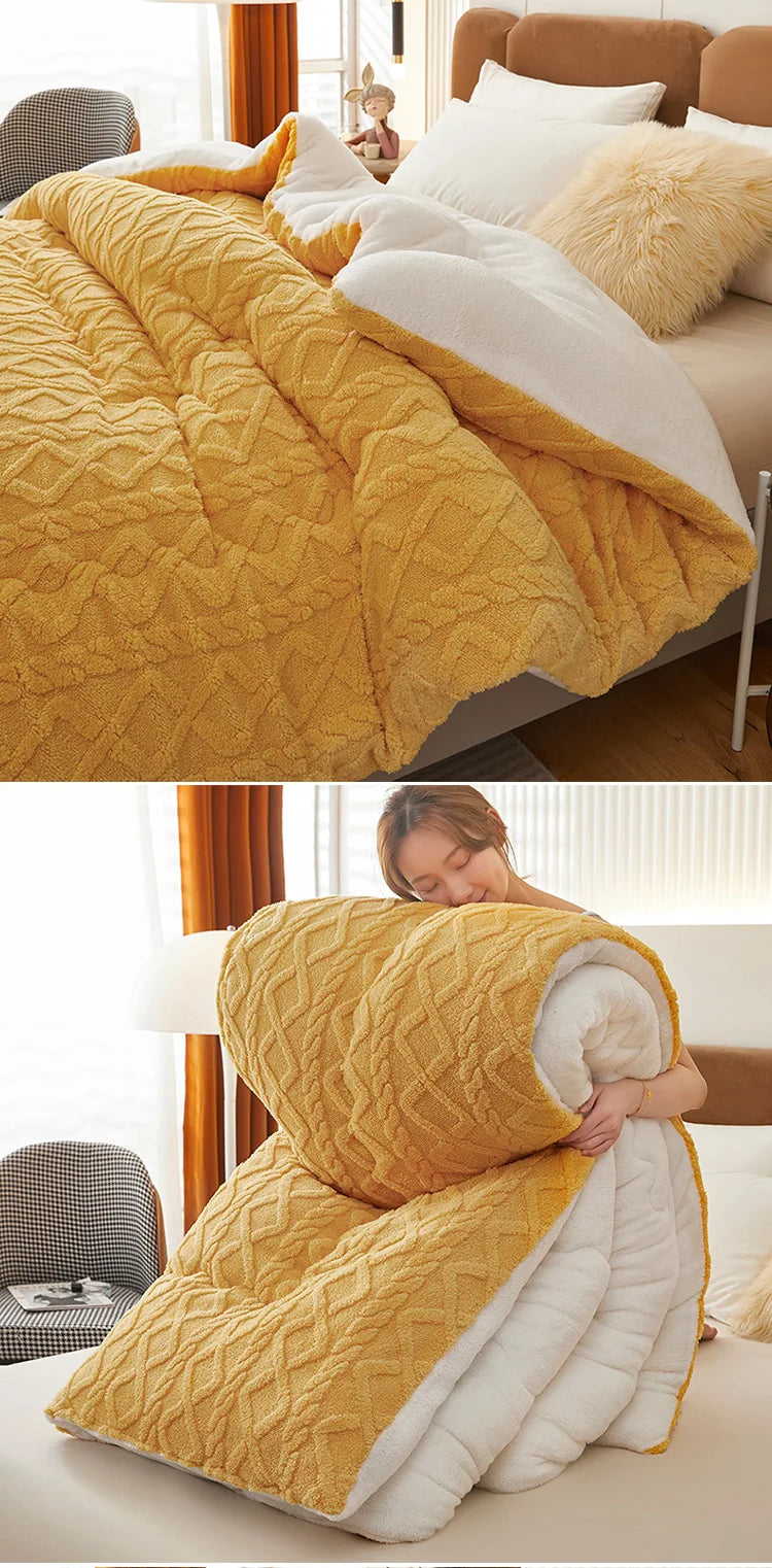 New Super Thick Winter Warm Blanket for Bed Artificial Lamb Cashmere Weighted Blankets Soft Comfortable Warmth Quilt Comforter