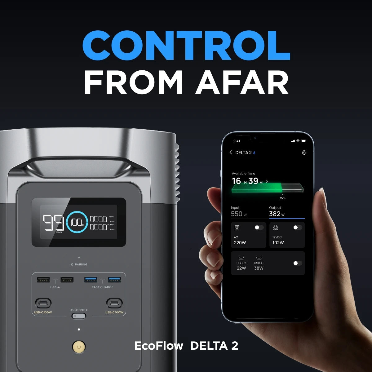 EcoFlow Portable Power Station DELTA 2 950, Solar Generator with 950Wh LiFePO4 Battery, Solar Powered Generator for Home