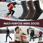 Men's Winter Velvet Snow Socks, 3-Pairs. Plush, warm & knitted for US 9-11. Perfect outdoor/work gift!