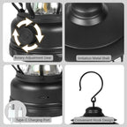 LED Camping Lantern, Handheld Infinite Dimming, Type-C Fast Charging, Rotary Switch & Hook for Home Hiking Fishing Night Walks