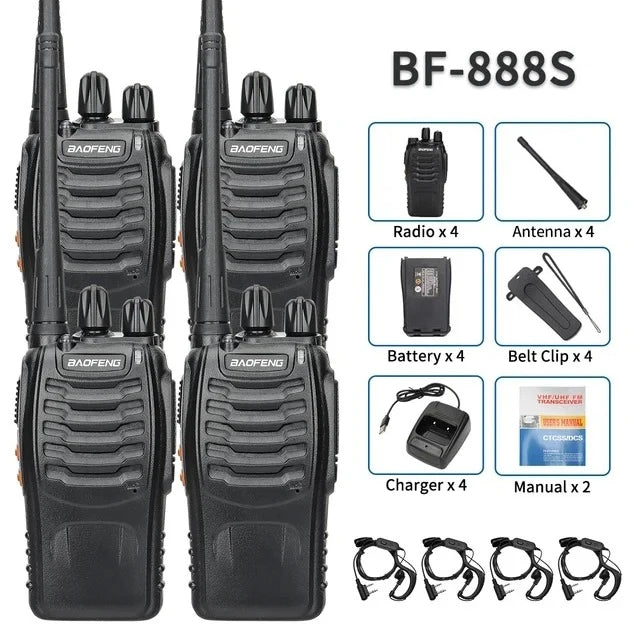 Baofeng BF-888S Walkie Talkie Set (2-Pack) - UHF, Long-Range, Rechargeable Battery, Durable ABS - Idea for Outdoor Activities