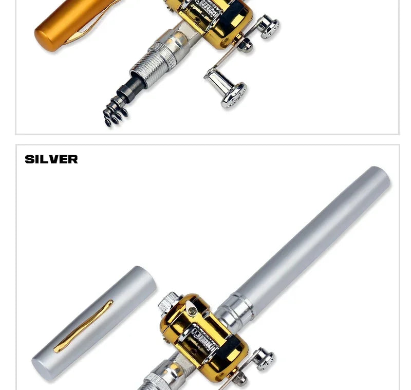 [Fish Rod+Reel+Line+Accessories] Portable Pocket Telescopic Fishing Rod Reel Full Kit Pen Shape Pole 96cm For Fishing Beginner