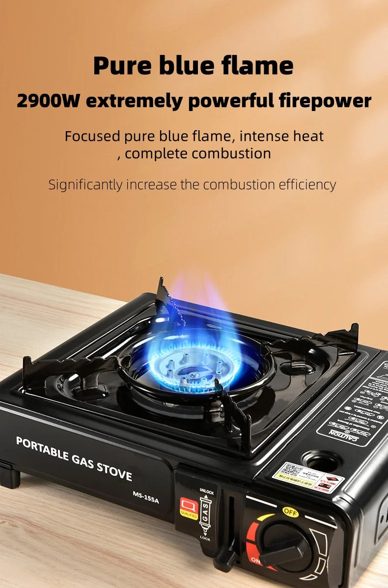 Portable outdoor gas stove, suitable for camping, barbecue cooking and household use. Compact, lightweight and durable gas stove
