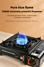 Portable outdoor gas stove, suitable for camping, barbecue cooking and household use. Compact, lightweight and durable gas stove