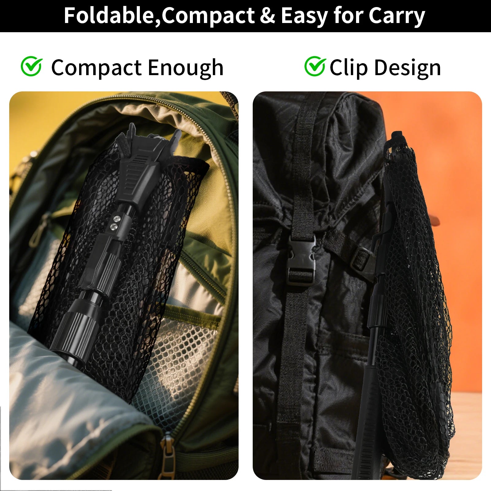 Fishing Landing Net Aluminum Alloy Durable Telescoping Extend to 190cm/130cm/55cm Folding Mesh Safe Fish Catching Releasing