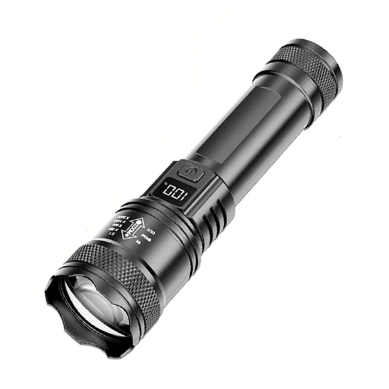 Super Powerful LED Flashlight Battery Display USB Rechargeable Light Telescopic Zoom Torch Lamp Outdoor Camping Fishing Lantern