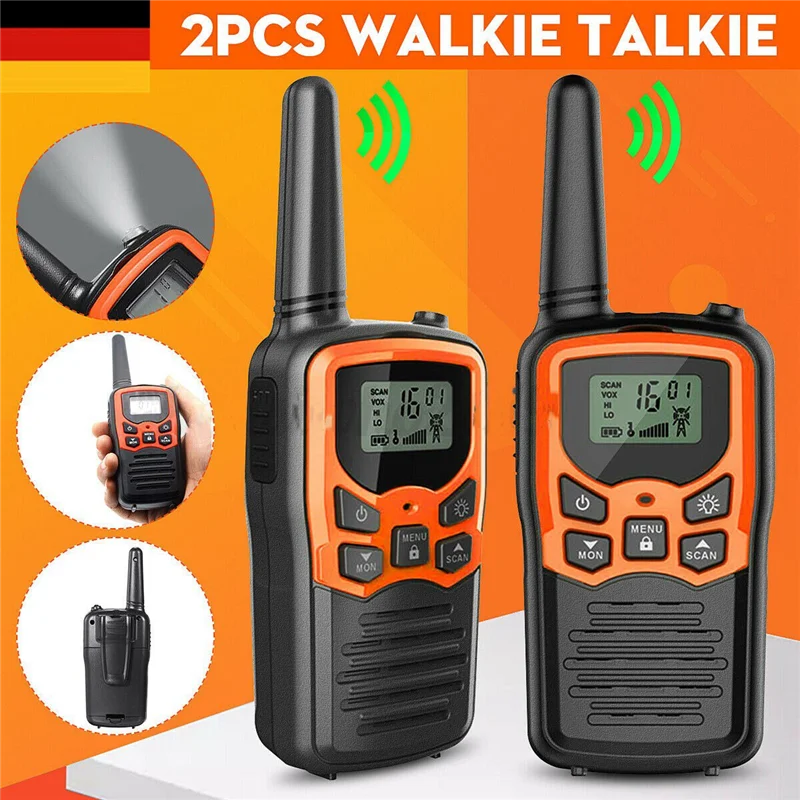 2Pcs Handheld Walkie Talkie Radio Dual Band Long Range Communication Transceiver