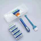 Men's manual safety razor, equipped with precision 5-layer stainless steel blades and ergonomic metal handle, 4-20 replacements