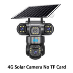 6K 15MP 4G SIM Solar Camera Outdoor 3 Lens 3 Screen Surveillance CCTV PTZ Human Detect Auto Tracking Solar Security Camera V380
