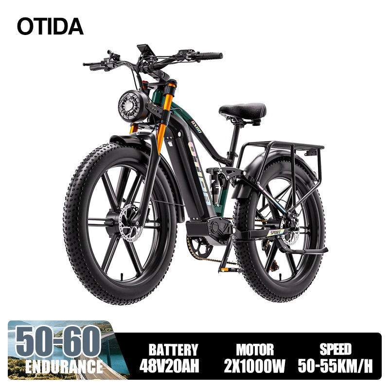 OTIDA NEW RX80 2000W 32MPH Dual Motors Electric Bicycle 48V20AH Lithium Battery 26 Inch 4.0 Fatbike Electric Bike For Adults