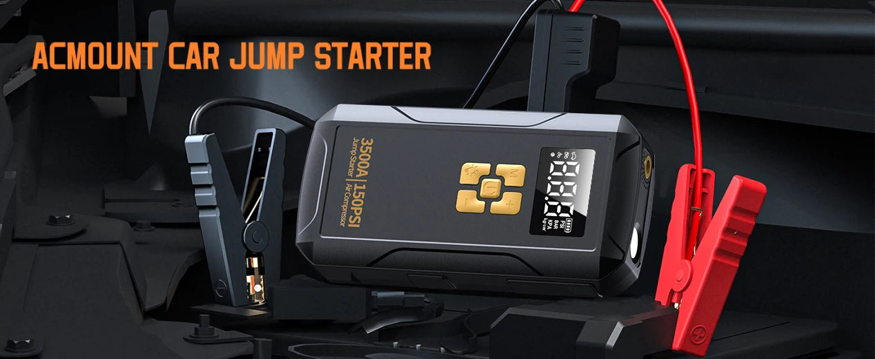 Jump Starter with Air Compressor 3500A Jump Starter 150PSI Air Pump Multifunctional Tire Inflator Power Bank Lighting for Car