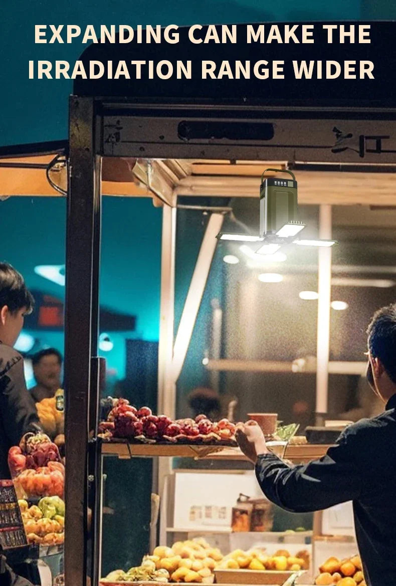 2000mAh Solar Camping Light Foldable Portable Tent Light with Intelligent Display Outdoor Hanging Light