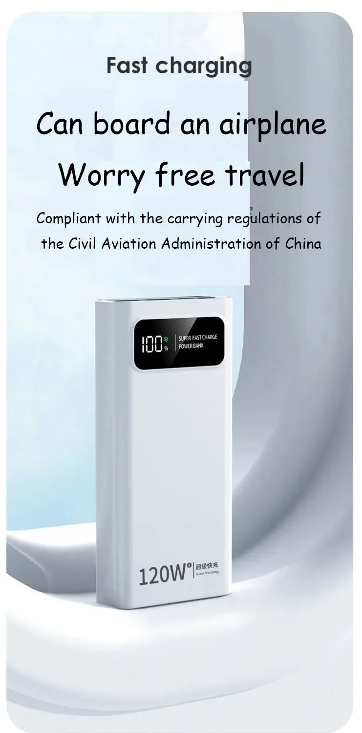 VIVO 120W Power Bank Super Fast Charging 200000mAh Large Capacity Portable External Battery For Mobile Power Bank For IPhone