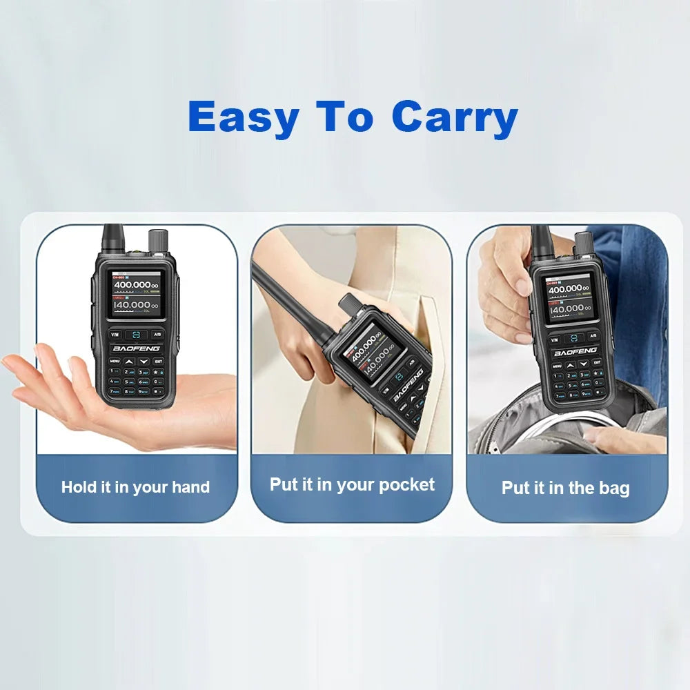 BAOFENG New Walkie Talkie 2PCS 5R Mini 5W Radio walkier talkie BT Dual PTT Transmission AM Aviation Reception Mini Case Radio