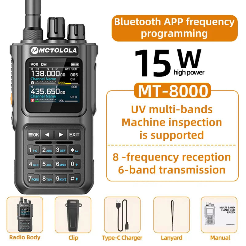 MOTOLOLA walkie talkie 15W multi band Bluetooth Programming Noise Reduction  AM FM amateur radio  Camping walkie talkie