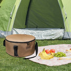 Camping Utensil Bag Portable Pot Organizer Pouch With Zipper Travel Use Cooking Set Storage Pouch Multifunctional Bucket Round