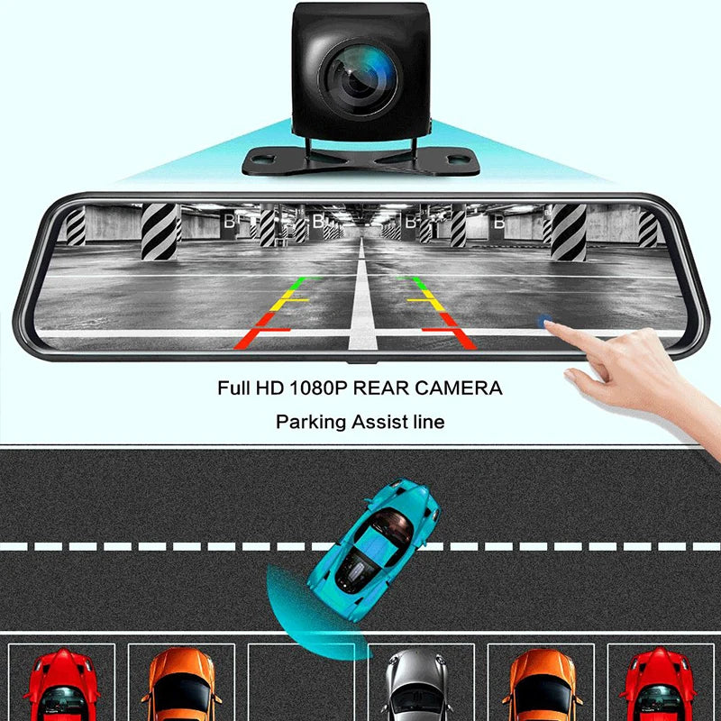 Mirror Camera for Car Touch Screen Video Recorder Rearview mirror Dash Cam Front and Rear Camera Mirror DVR Black Box