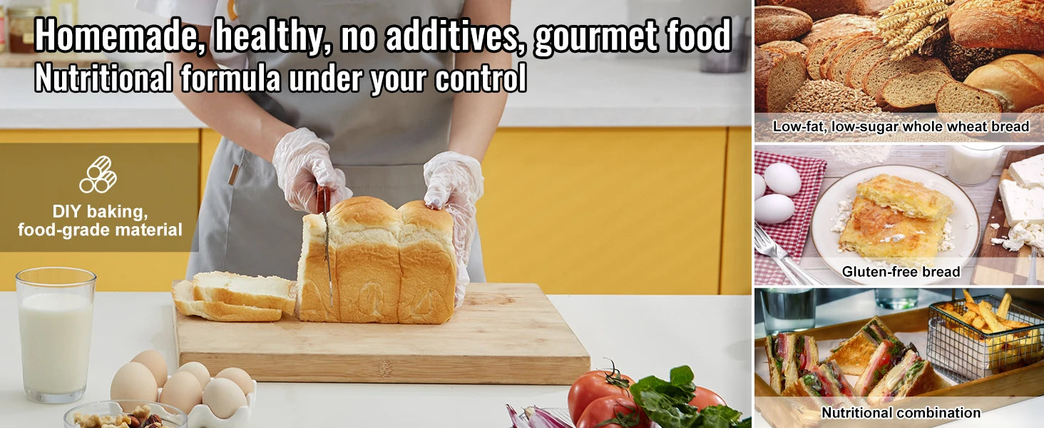 SucceBuy 3 LB Bread Maker 15-in-1 Dough Machine Nonstick Ceramic Pan Automatic Bread maker with Gluten Free Setting