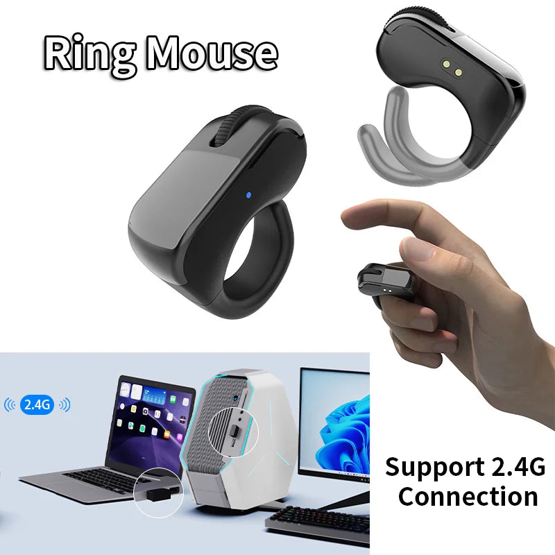 Ring Mouse Rechargeable Mini Light Weight Bluetooth 2.4G Dual-mode Wide Compatible Remote Control Selfie Scan Short Video Speech